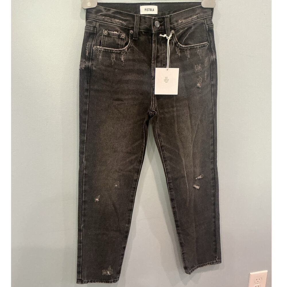 Pistola Charlie High Rise Straight Womens Size 25‎ Black Denim Boho Emo Punk NEW